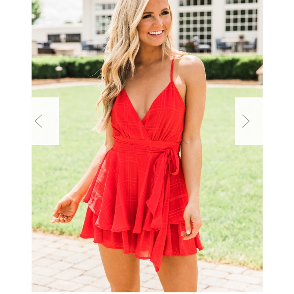 Delightfully in Love Red Romper
